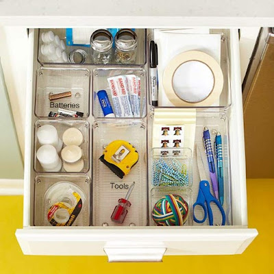 Organized junk drawer. 