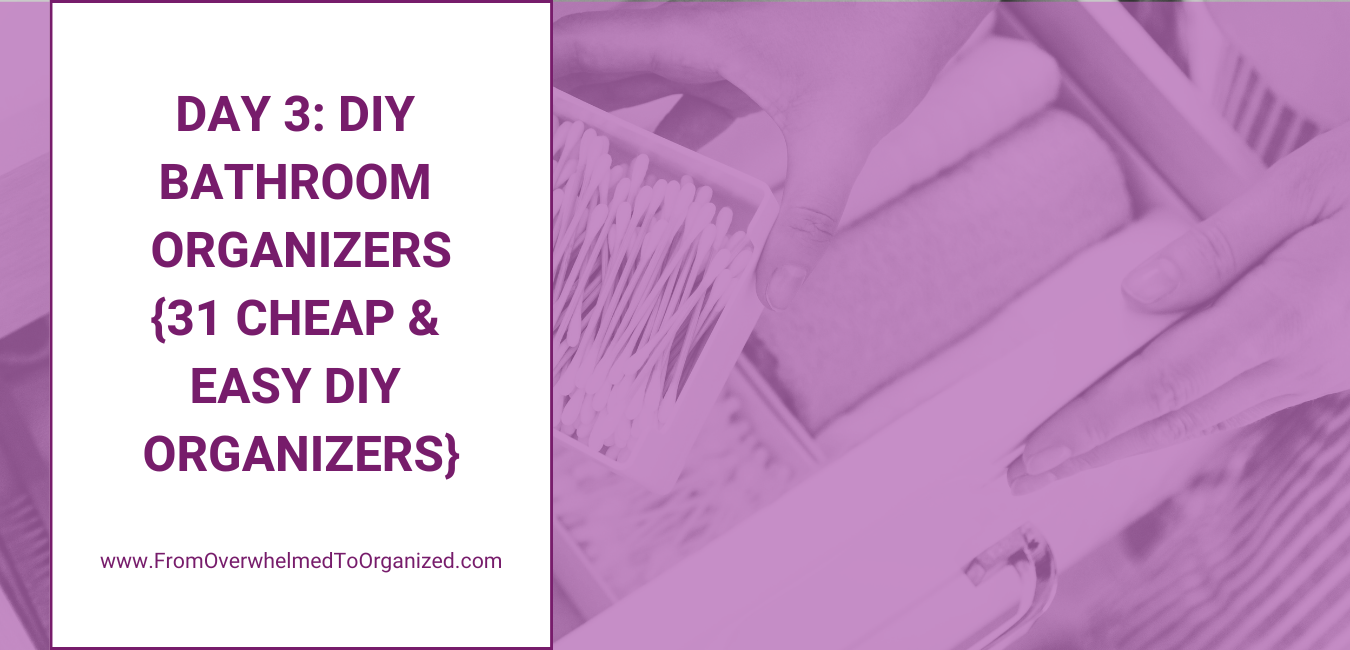 DIY Bathroom Organizers (31 Cheap and easy DIY Organizers. www.fromoverwhelmedtoorganized. Inside of a drawer with q-tips and towels.