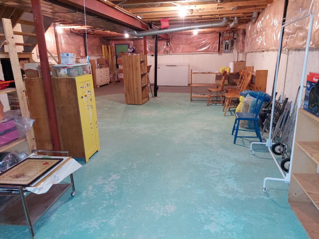 Basement after decluttering.