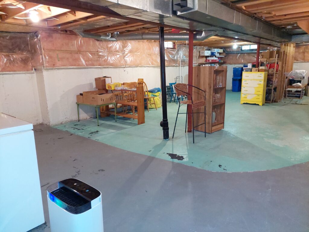Other side of basement after decluttering.