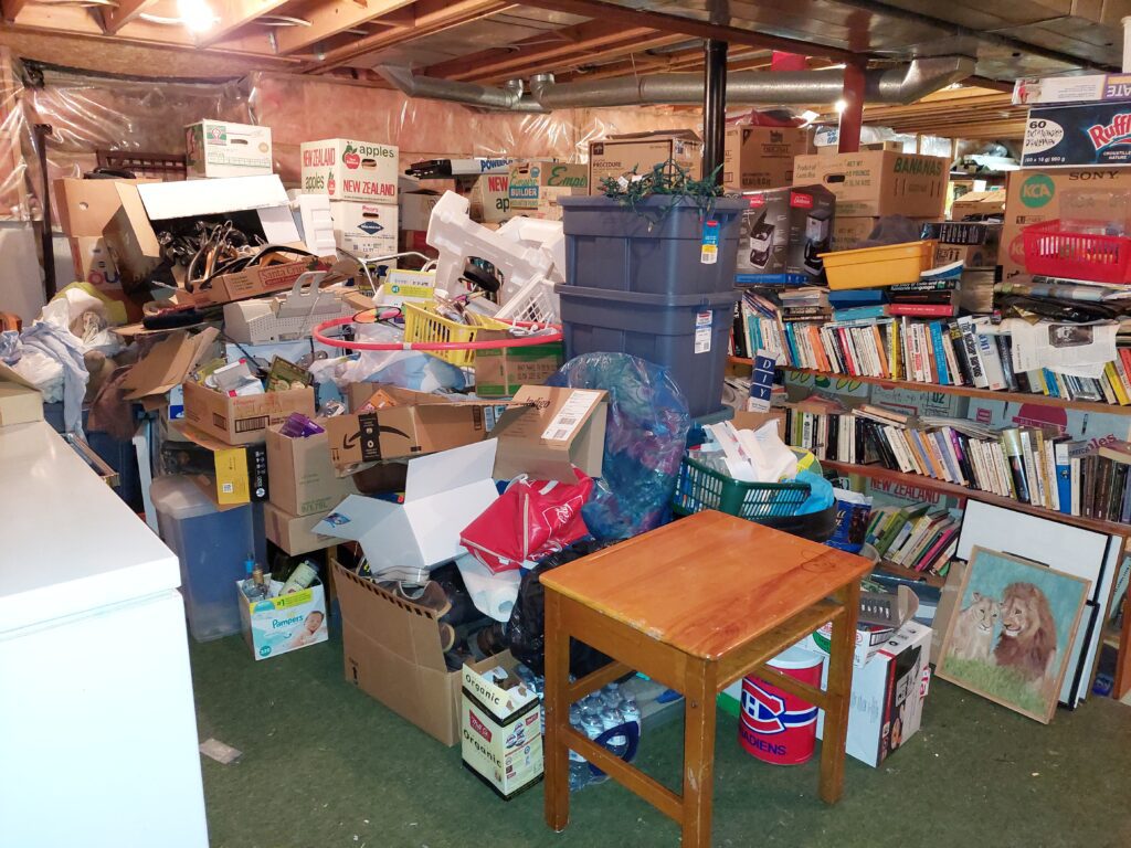 Basement before decluttering.