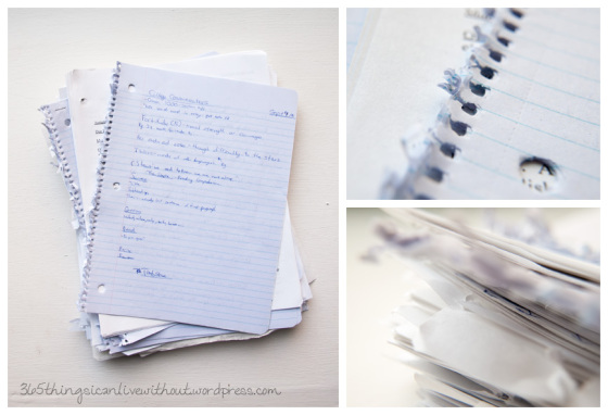 Decluttered items - old notebooks.