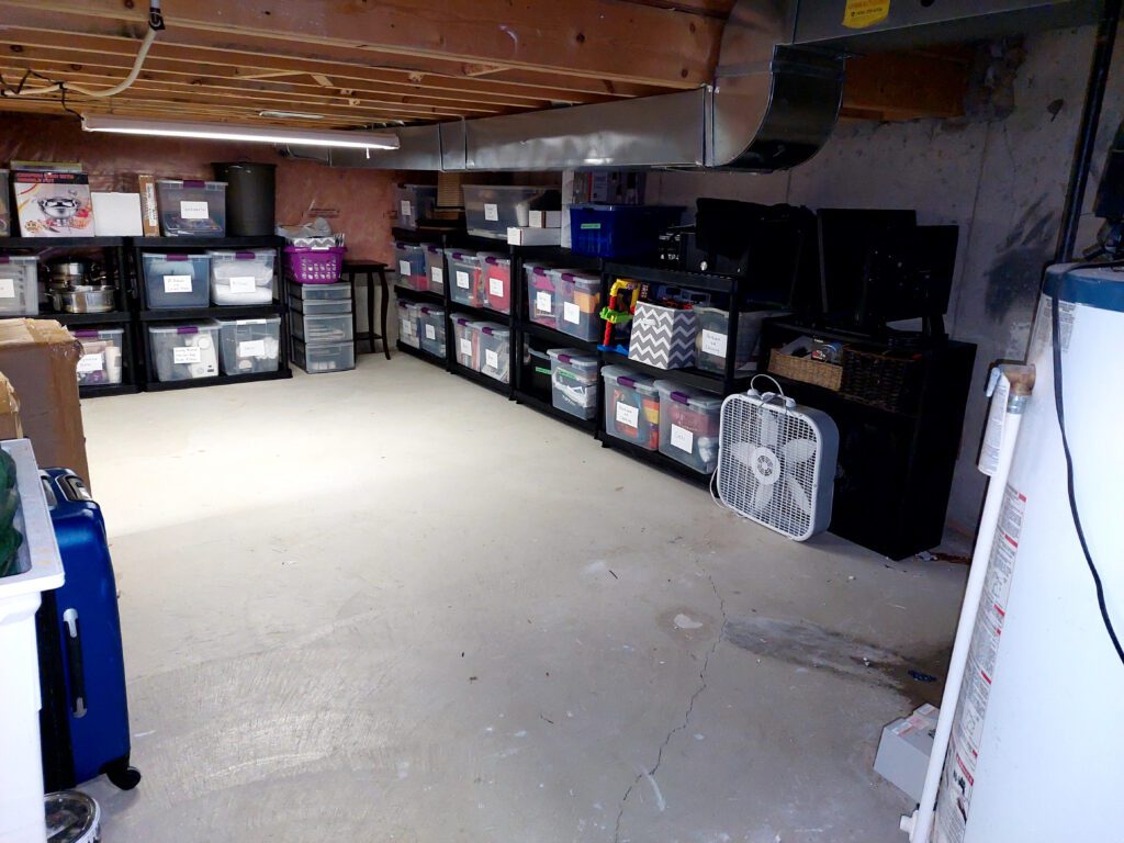 Storage room after organization.