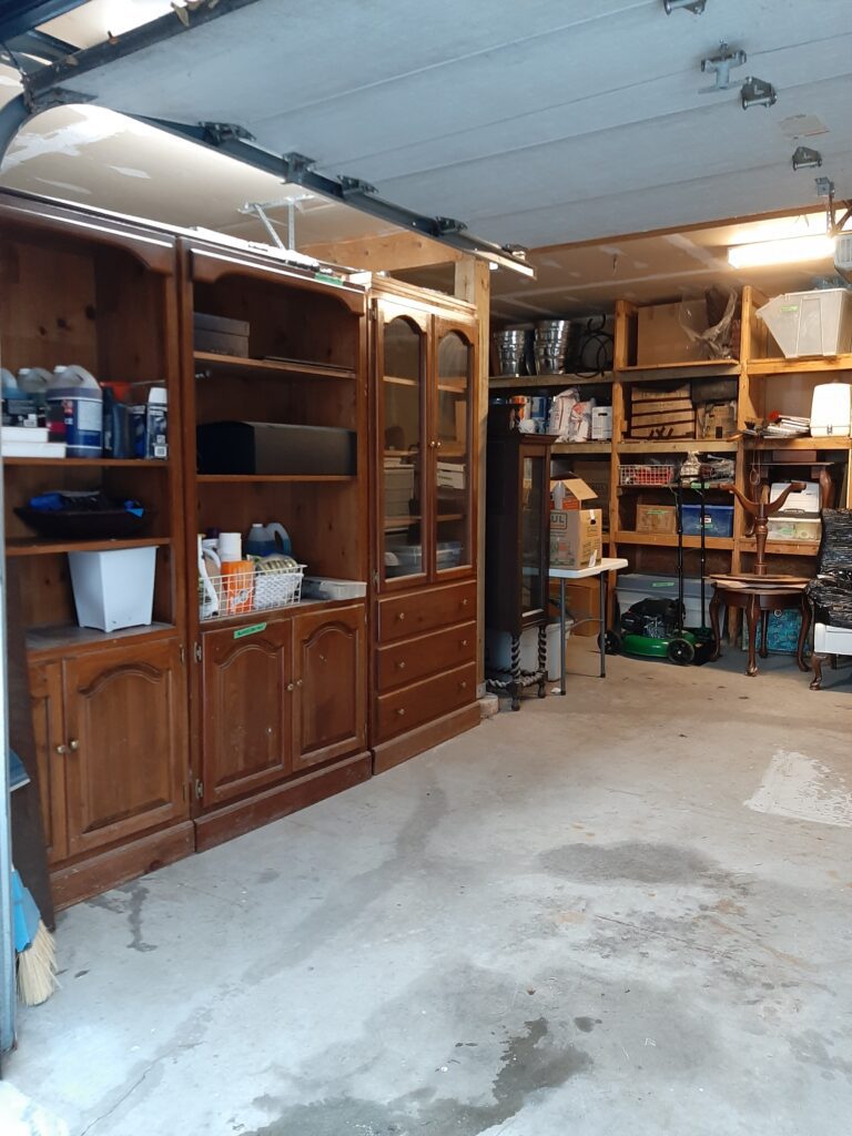 Left side of garage organized and decluttered.