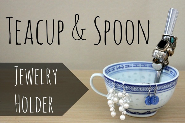 Teacup and Spoon. Teacup and spoon used as a jewelry holder.